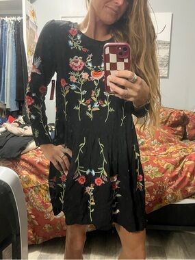 Bohemian Style Embroidered Long Sleeve Dress